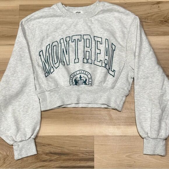 Garage Montreal Grey Cropped Crewneck Sweatshirt Women’s XS - Picture 1 of 2